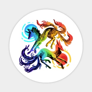 Rainbow Cosmic Foxes Magnet